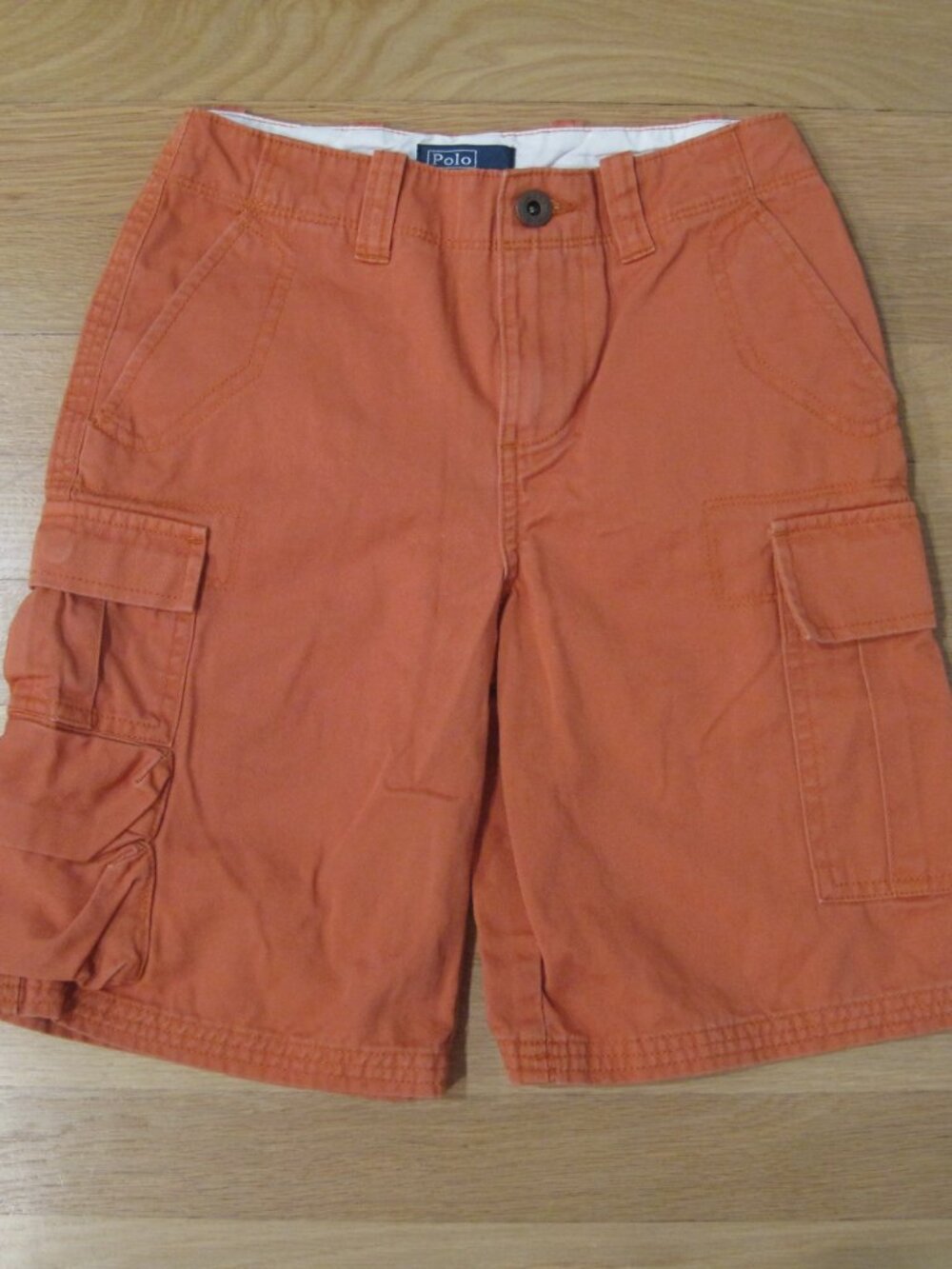 Polo Ralph Lauren Boys Orange Cargo Shorts Size 8 100% Cotton RL-1967